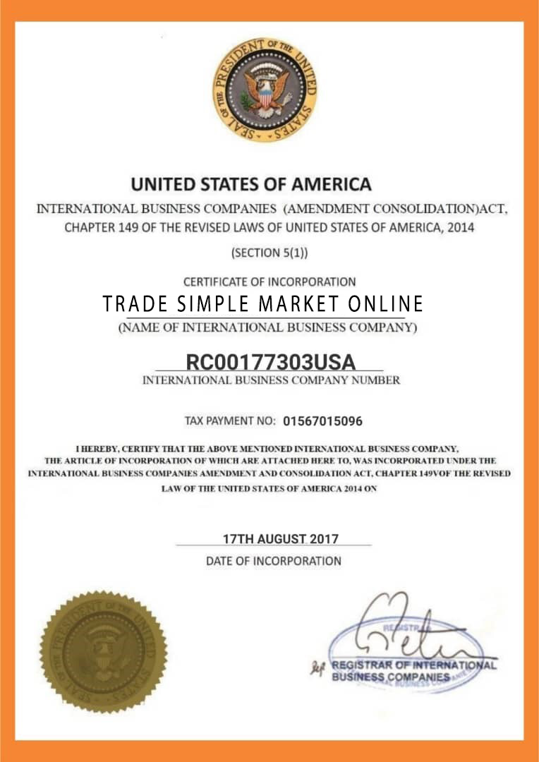 Trading license certificate preview